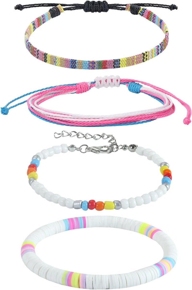 Mannikesi Beach Bracelet Set for Men and Women, Surfer Men Bracelet, Braided Boho Summer Bracelets Adjustable Men's Bracelet Handmade Women Bracelet String Rope Ankle Bracelets Birthday Gift - Image 1